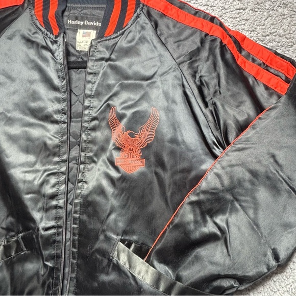 Vintage Harley Davidson Jacket Mens Small Satin Bomber 80s 90s Union Made Eagle - Picture 3 of 11